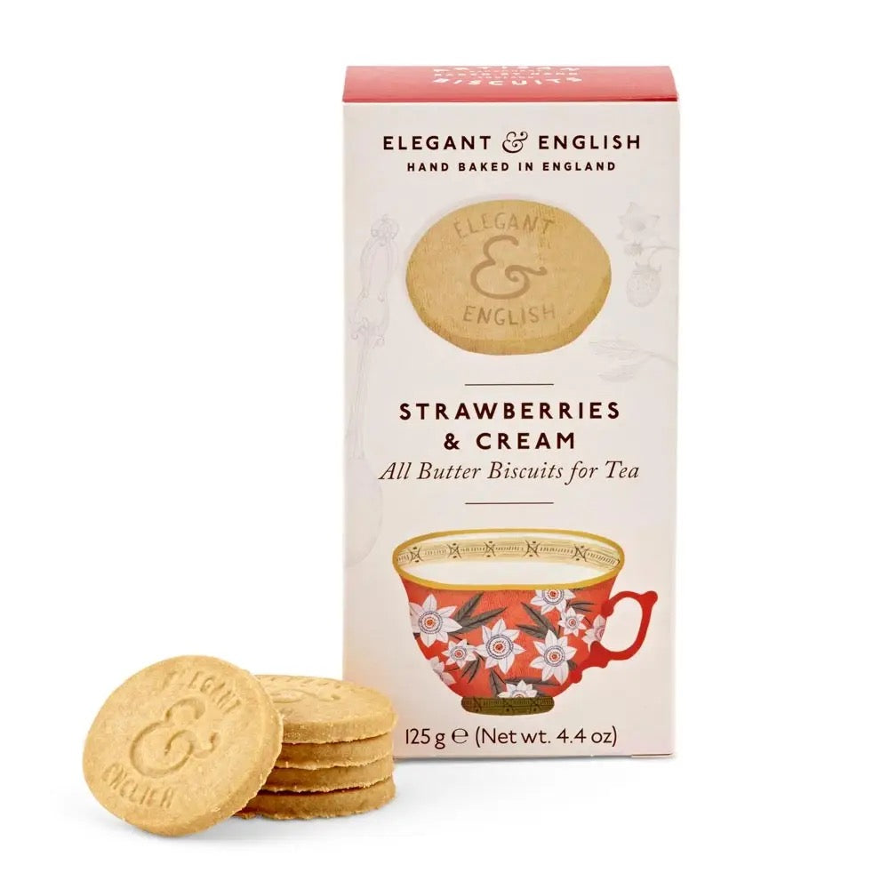 Elegant & English Strawberries & Cream Biscuits 125g