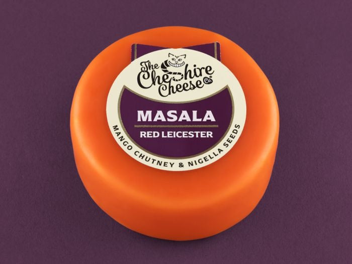 Masala - Spiced Mango Chutney & Nigella Seeds Red Leicester Cheese - Waxed Truckle 200g