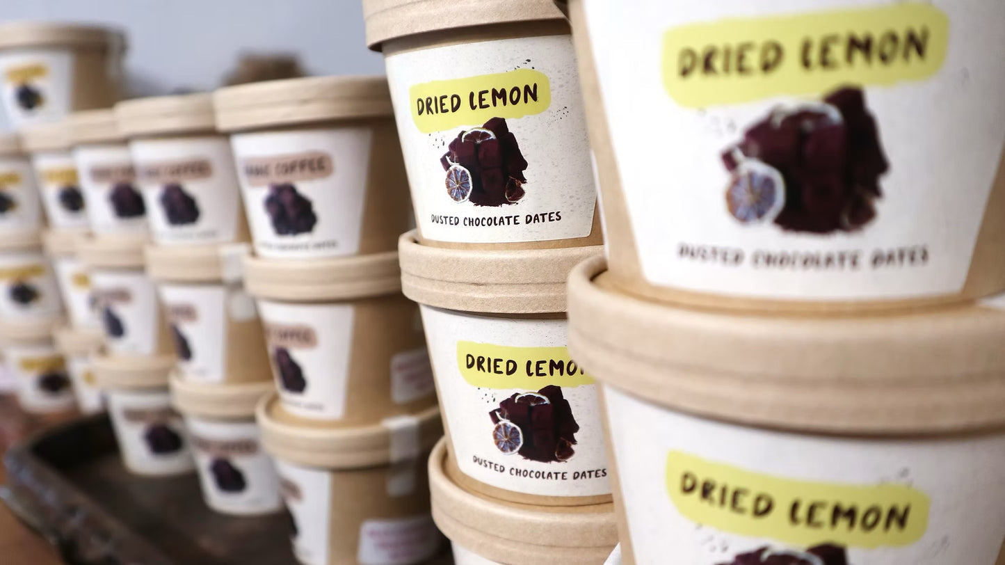 Dried Lemon Dusted chocolate Dates