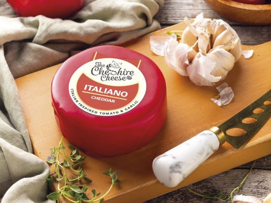 Italiano - Italian Inspired Tomato & Garlic Cheddar - Waxed Truckle 200g