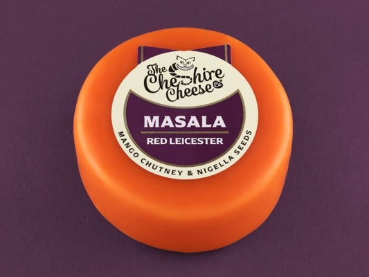 Masala - Spiced Mango Chutney & Nigella Seeds Red Leicester Cheese - Waxed Truckle 200g